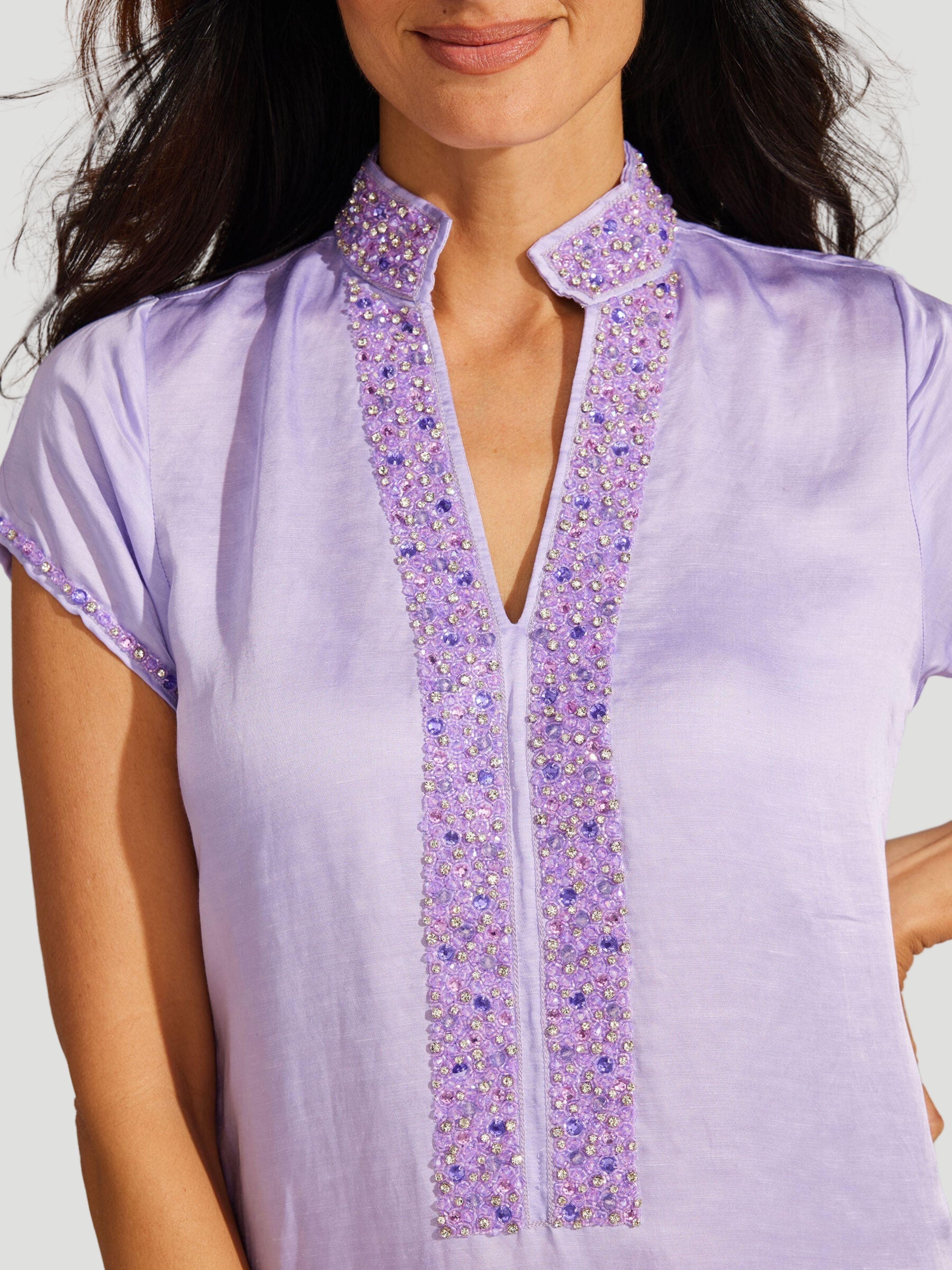 Meg 54" Cap Sleeve Caftan in Lilac,Bella Tu,- Fivestory New York