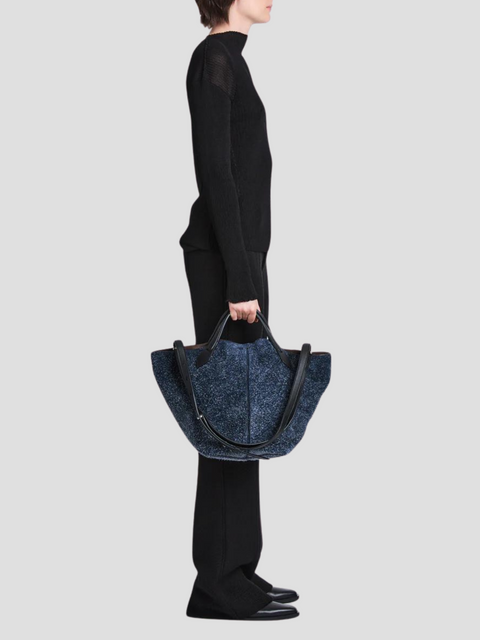 Navy Large Brushed Suede PS1 Tote,PROENZA SCHOULER,- Fivestory New York