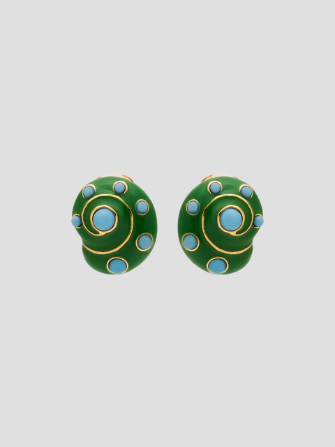 Jade/Turquoise Snail Dots Earrings,Kenneth Jay Lane,- Fivestory New York