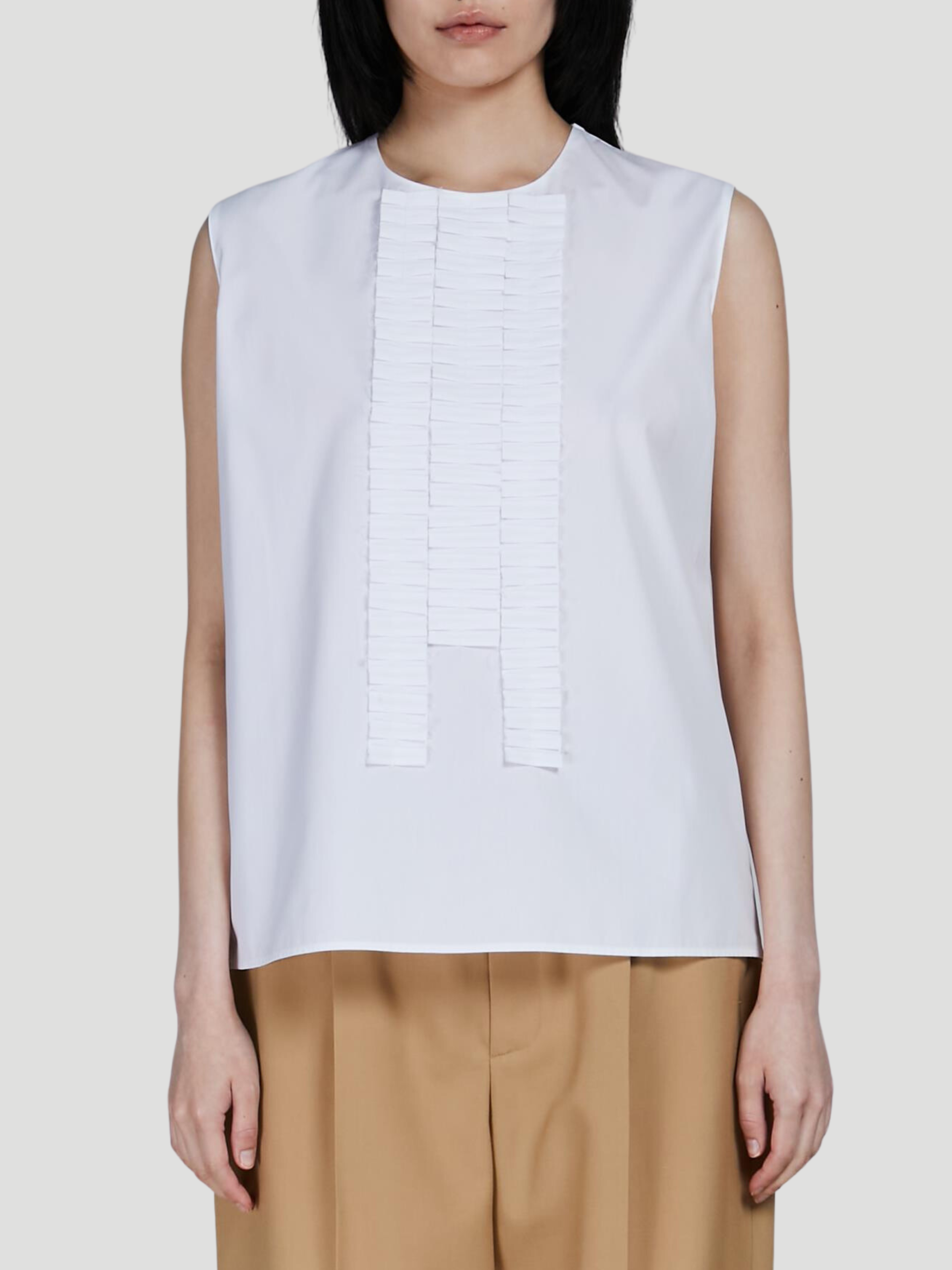 Cotton Poplin Sleeveless Pleated-Front Top,MARNI,- Fivestory New York