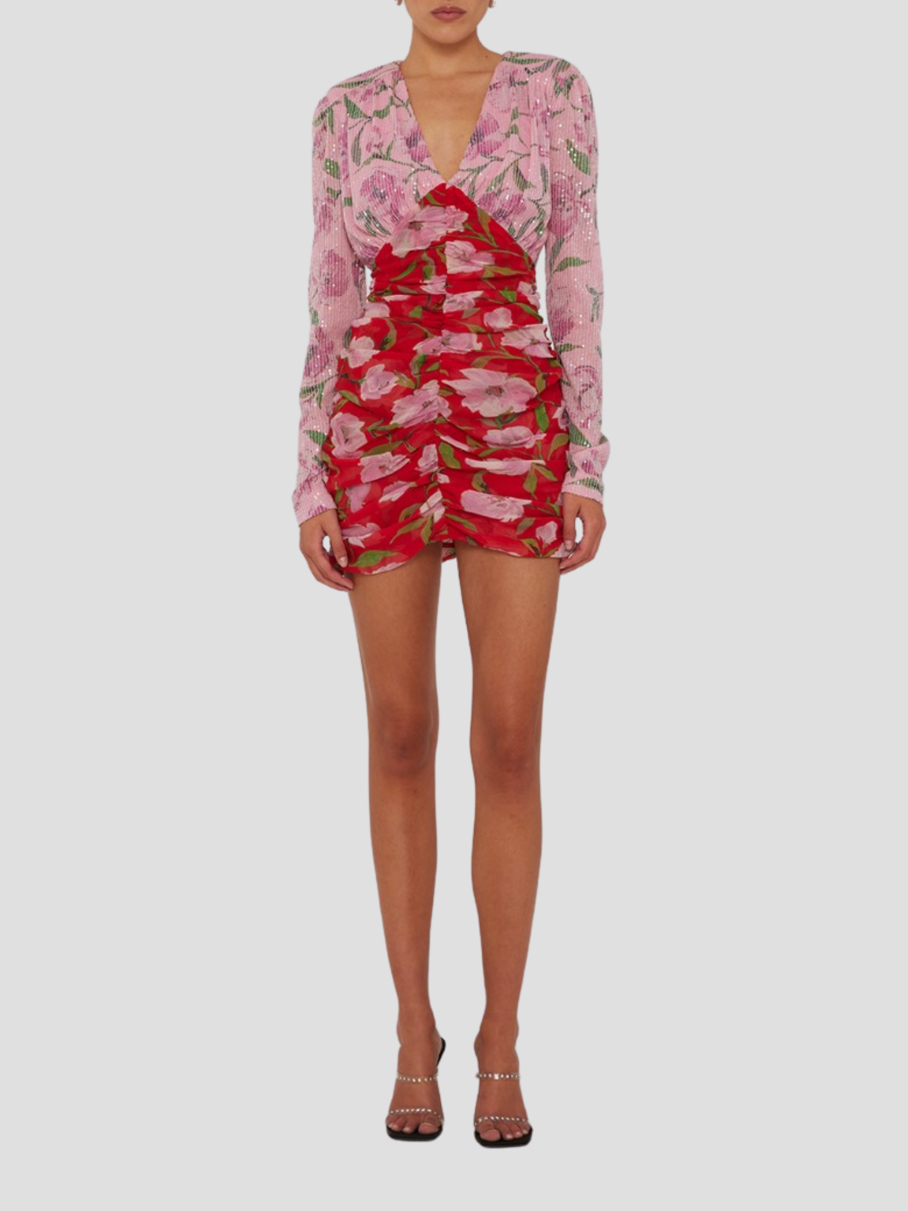 Floral Printed Mini Ls Dress,ROTATE Birger Christensen,- Fivestory New York