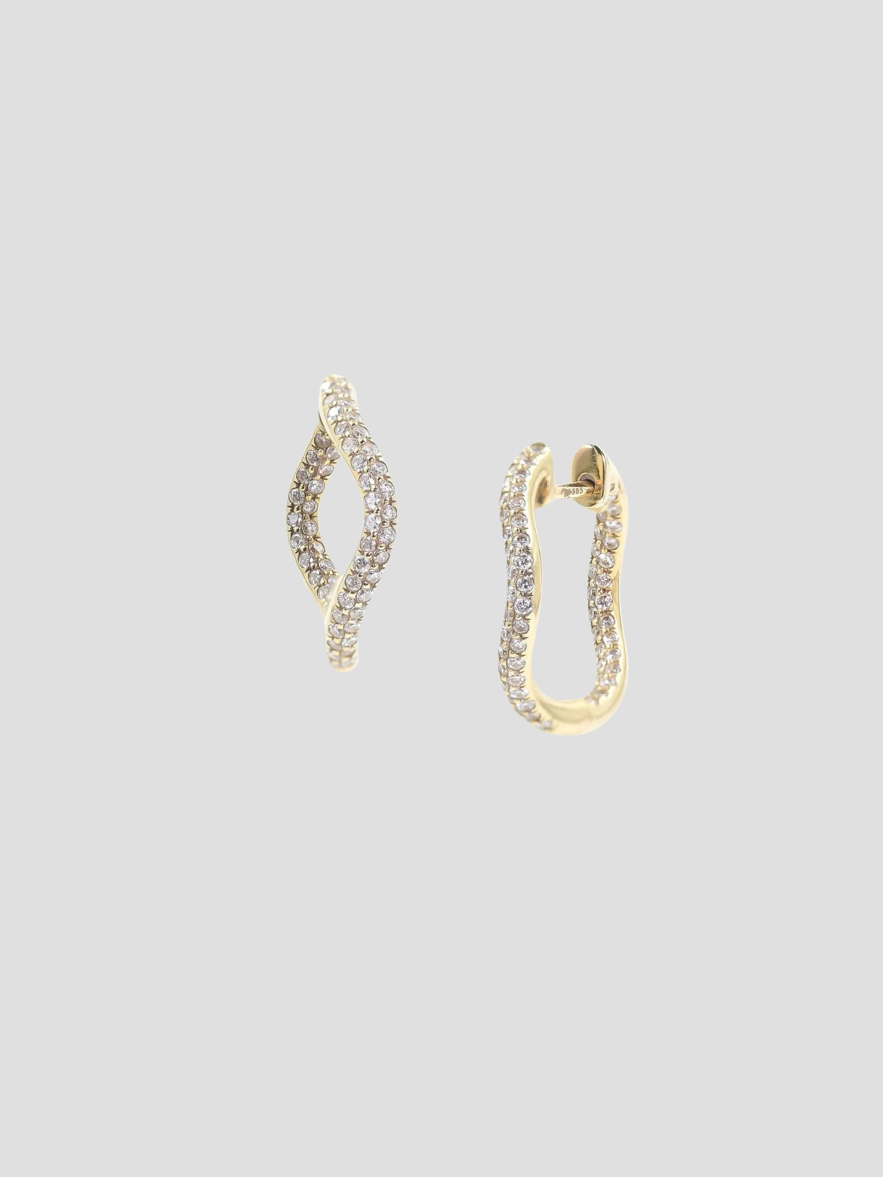 Double Diamond Pavé Wave Hoop,Bondeye,- Fivestory New York