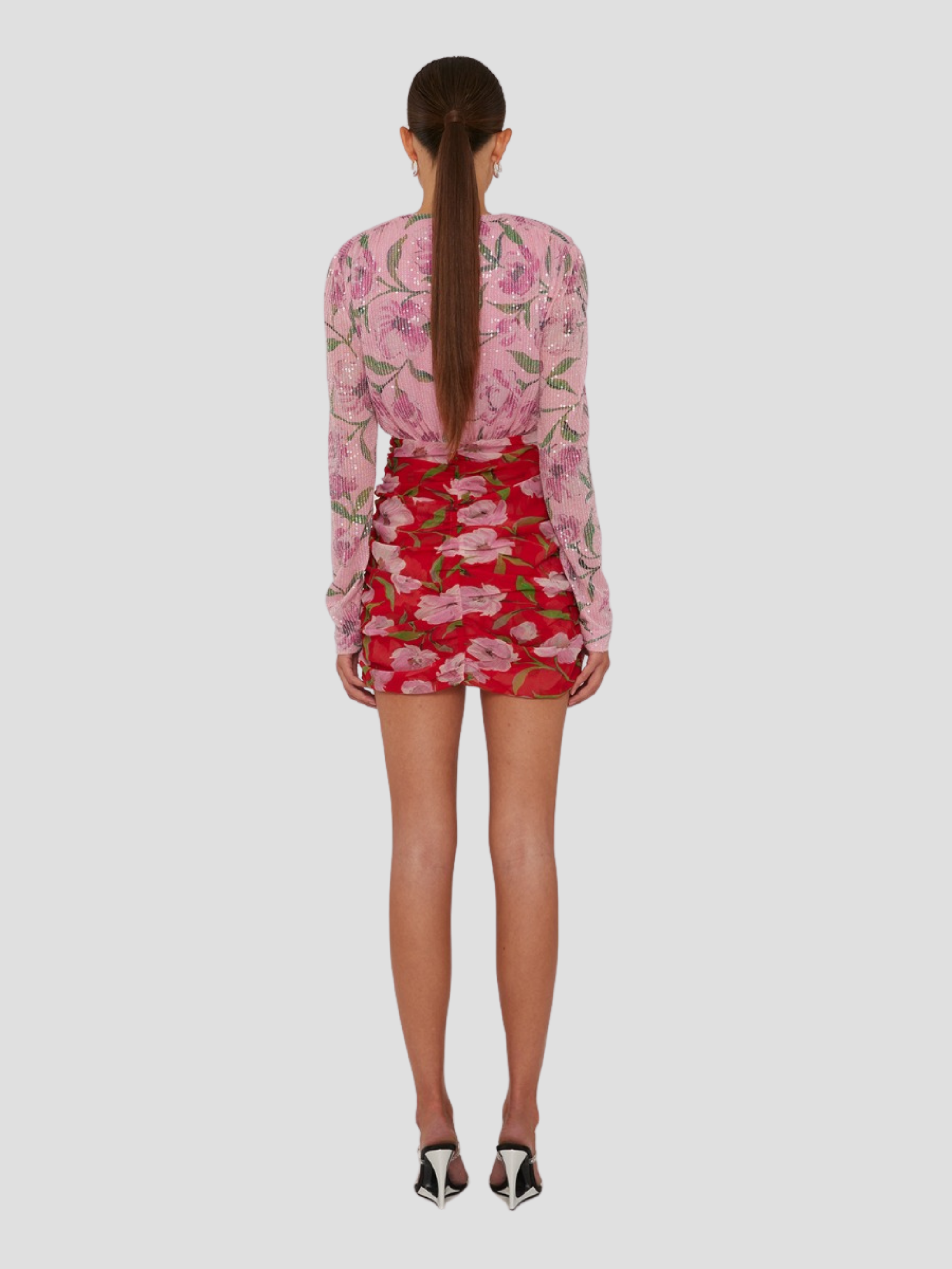 Floral Printed Mini Ls Dress,ROTATE Birger Christensen,- Fivestory New York