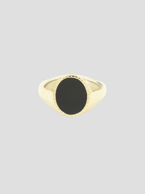 Black Onyx Textured Signet Ring