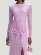 Pink Rhinestone Mesh Maxi Dress,Self-Portrait,- Fivestory New York