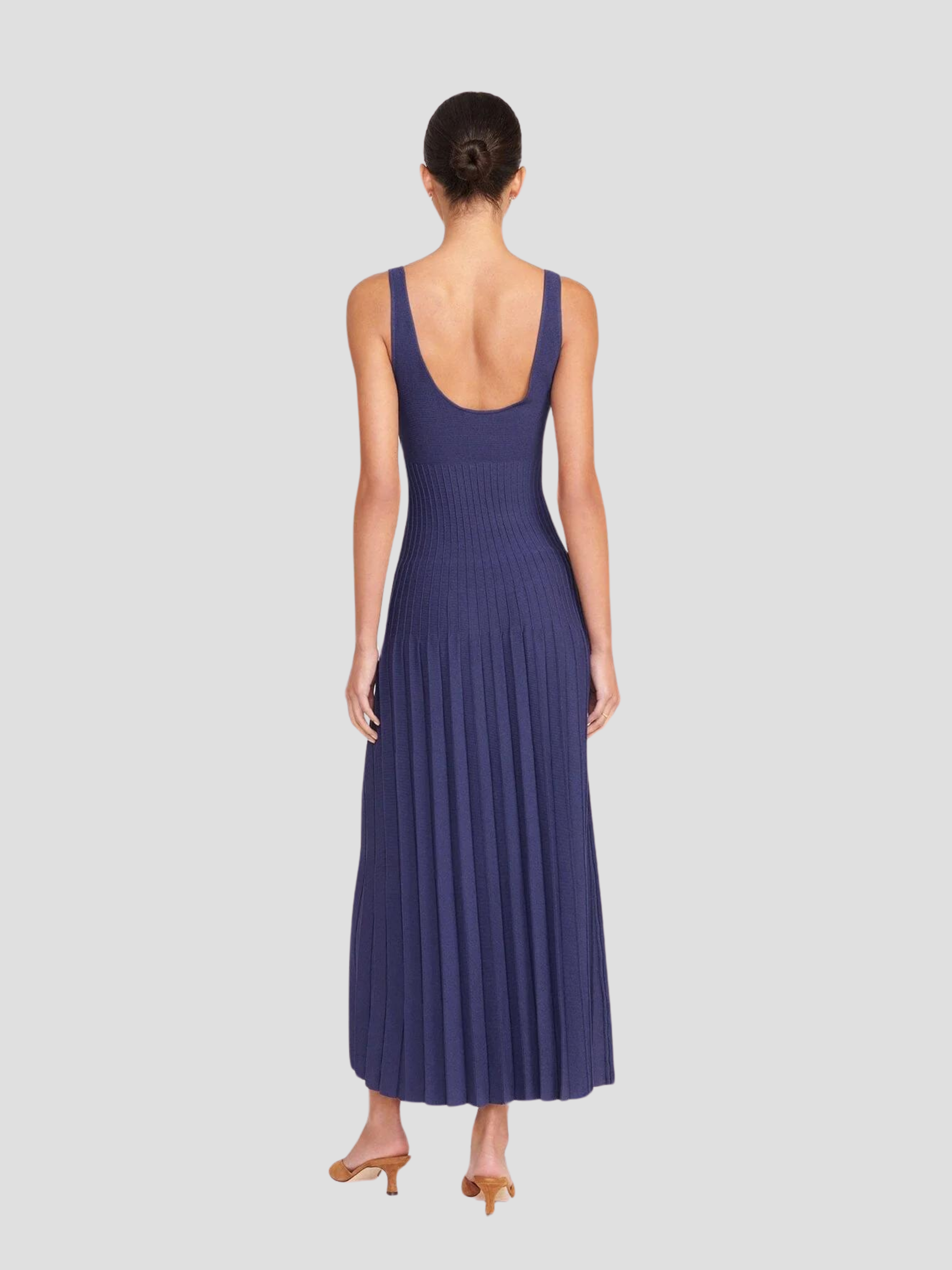 Ellison Navy Sleeveless Midi Dress,Staud,- Fivestory New York