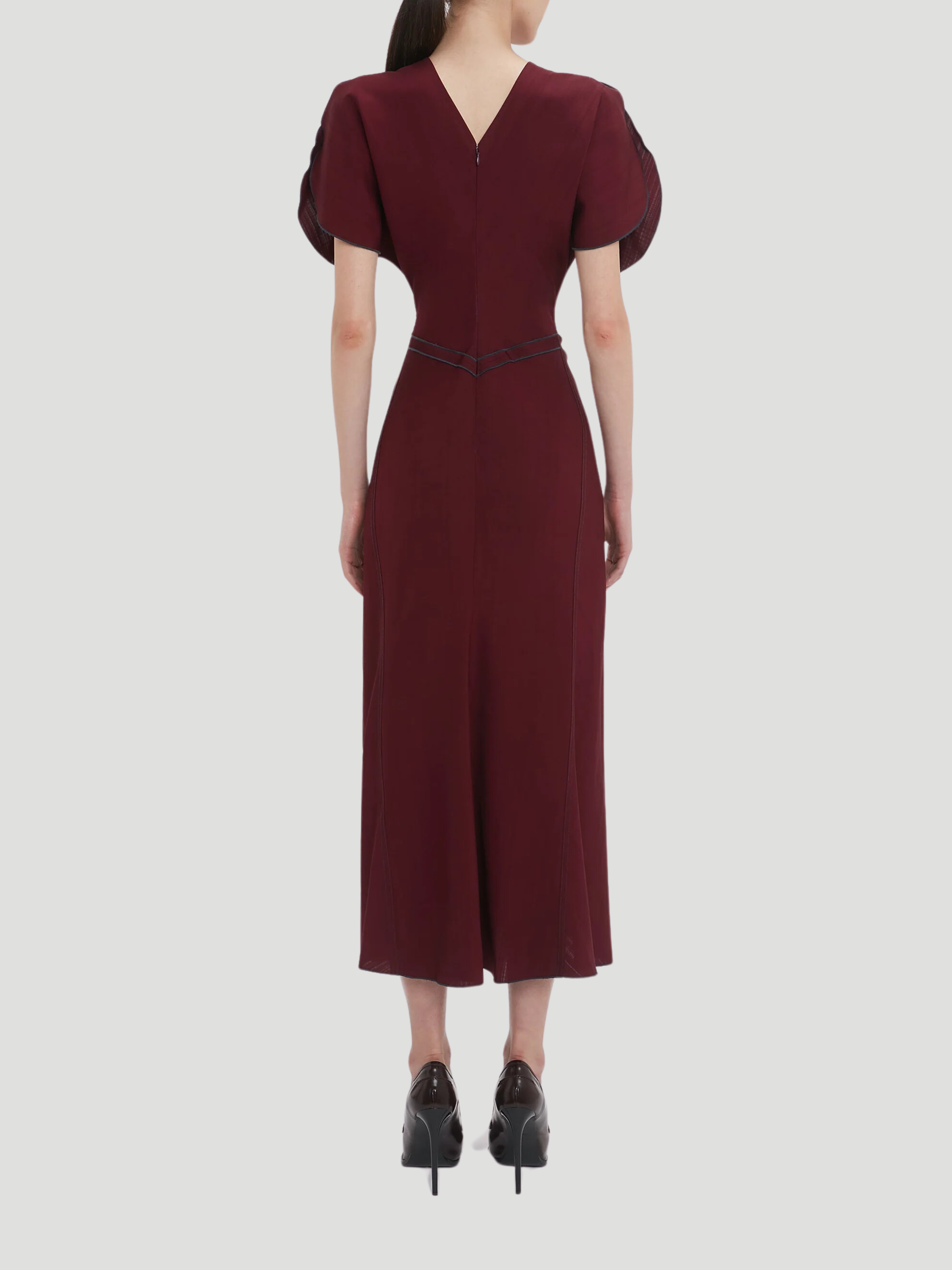 gathered waist midi dress victoria beckham Gathered Waist Midi Dress in Port