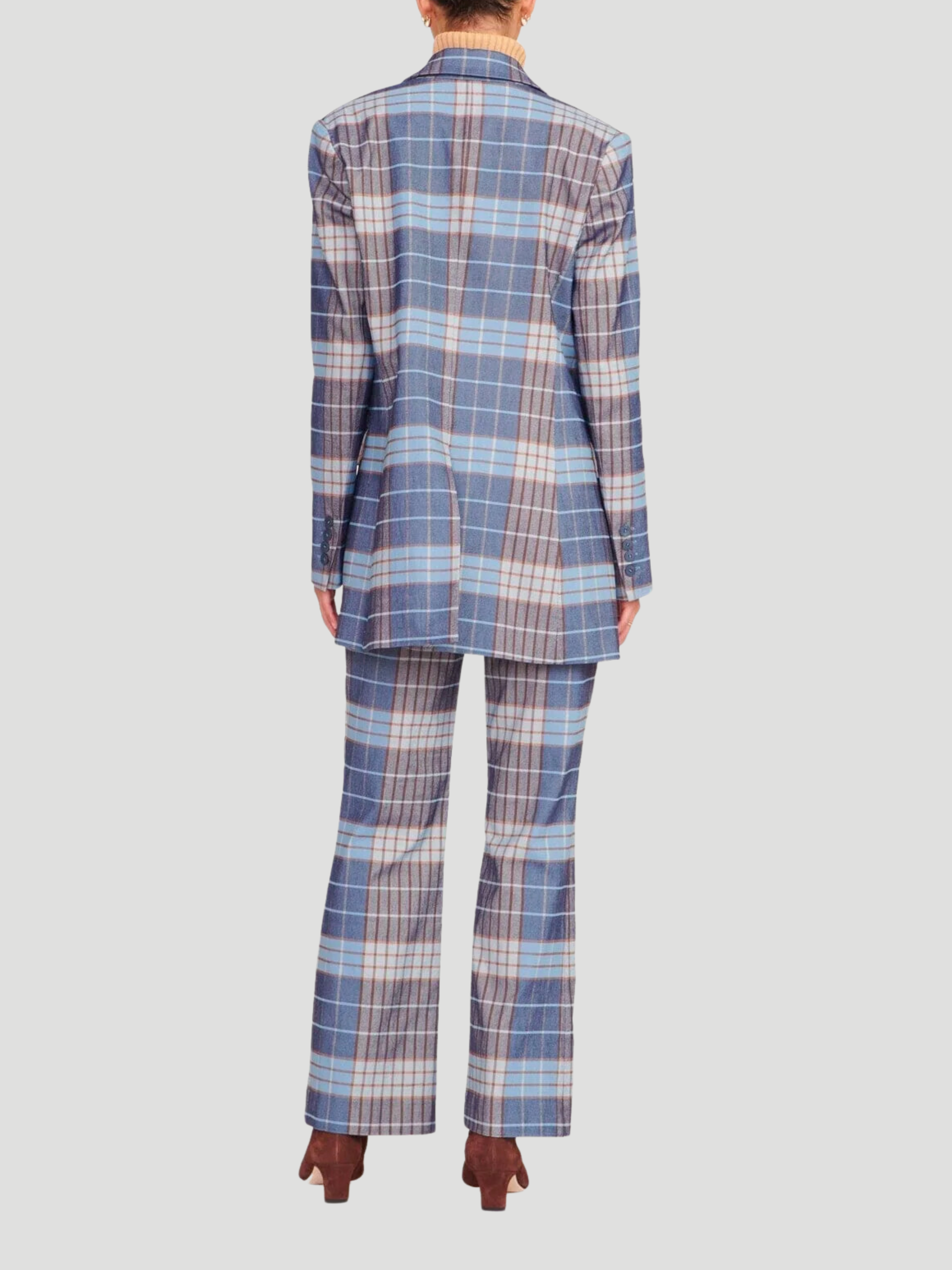 Pirouette Blue Check Pant,STAUD,- Fivestory New York