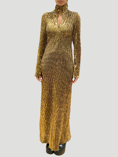High-Neck Sequin Maxi Dress,ROSETTA GETTY,- Fivestory New York