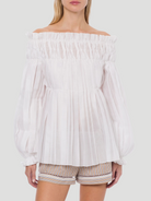 White Pleated Blouse,Alberta Ferretti,- Fivestory New York