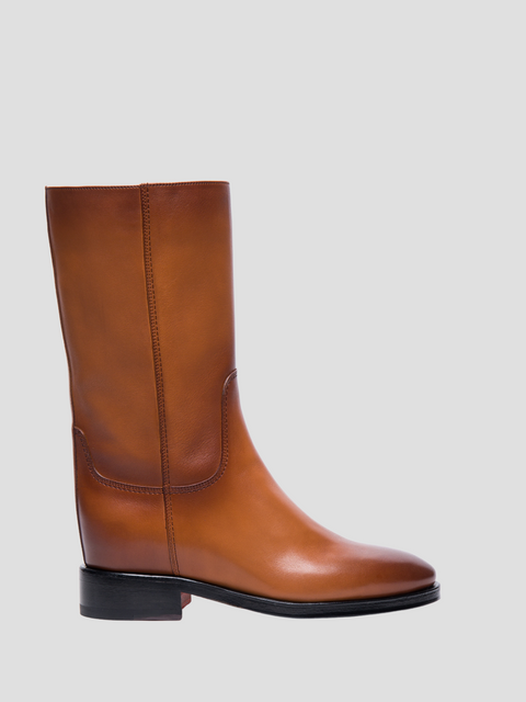 Smooth Leather Boots in Brown,Santoni,- Fivestory New York