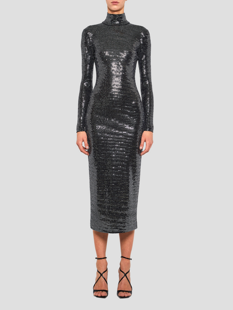 Metallic Jersey Midi Turtleneck Dress,Prabal Gurung,- Fivestory New York