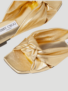 Gold Leather Avenue Knot Flat,Jimmy Choo,- Fivestory New York