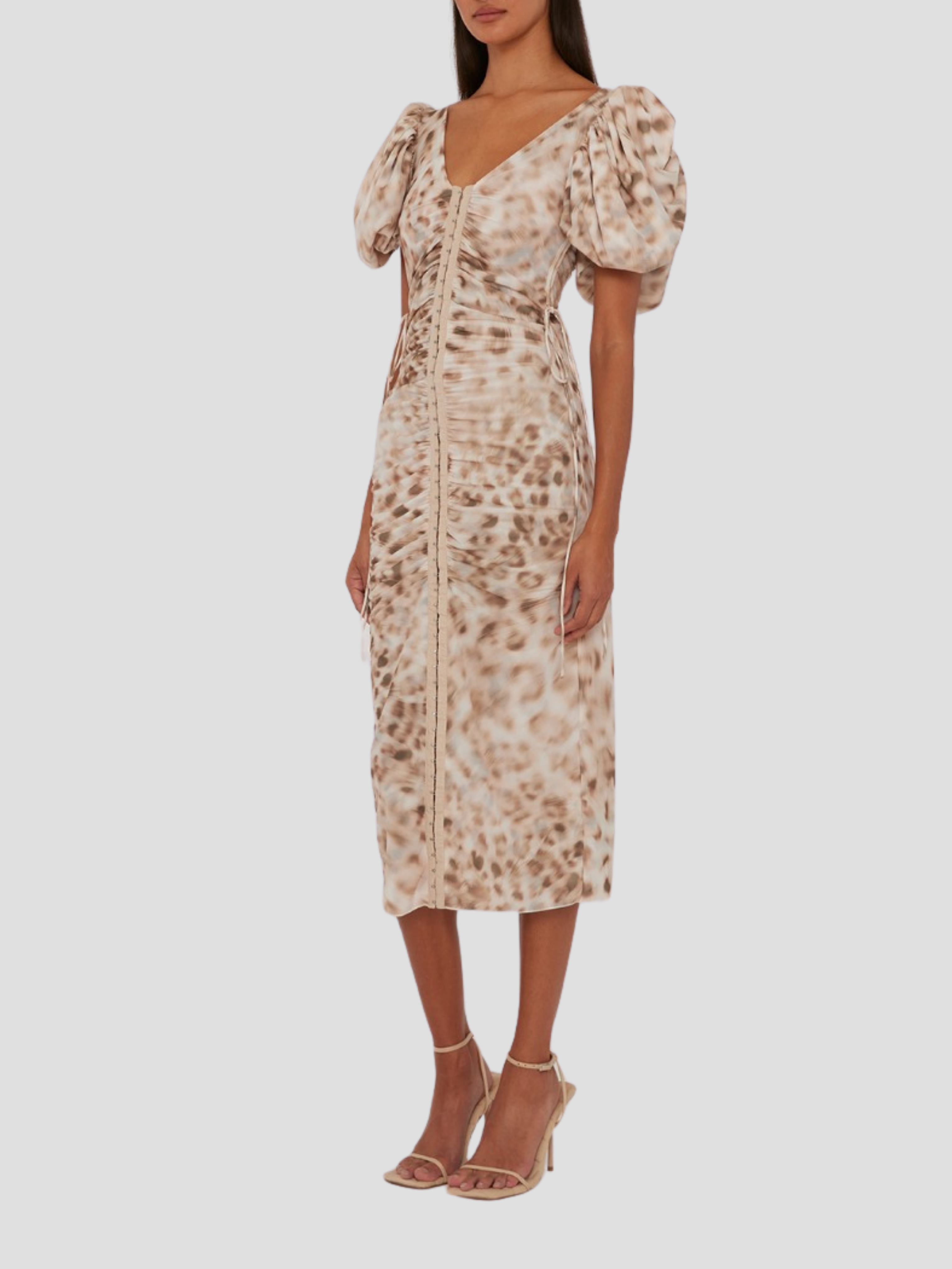 Leopard Print Midi V-Neck Dress,ROTATE Birger Christensen,- Fivestory New York