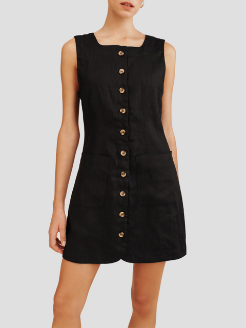 Black Emma Button-Down Mini Dress,POSSE,- Fivestory New York