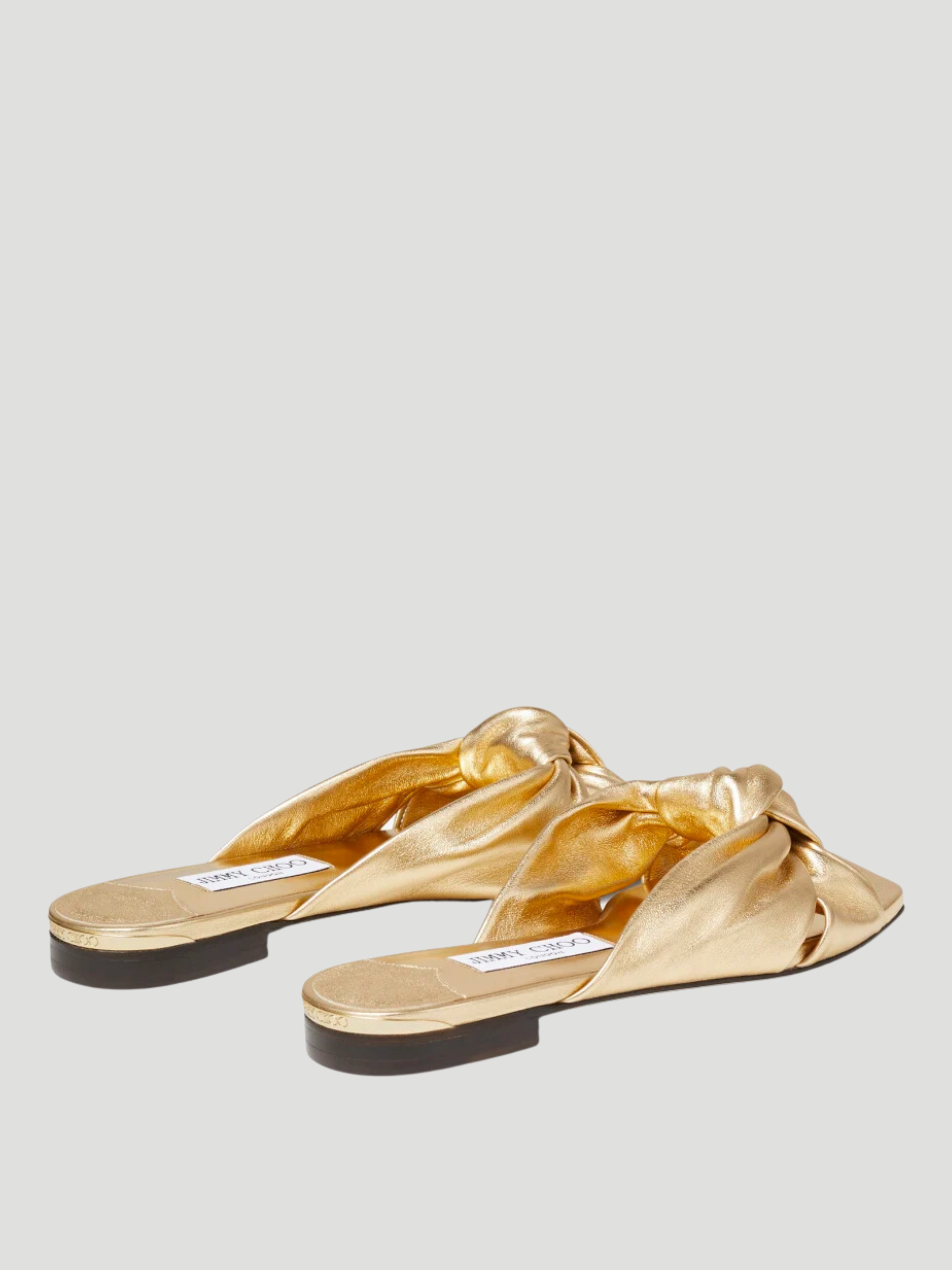 Gold Leather Avenue Knot Flat,Jimmy Choo,- Fivestory New York