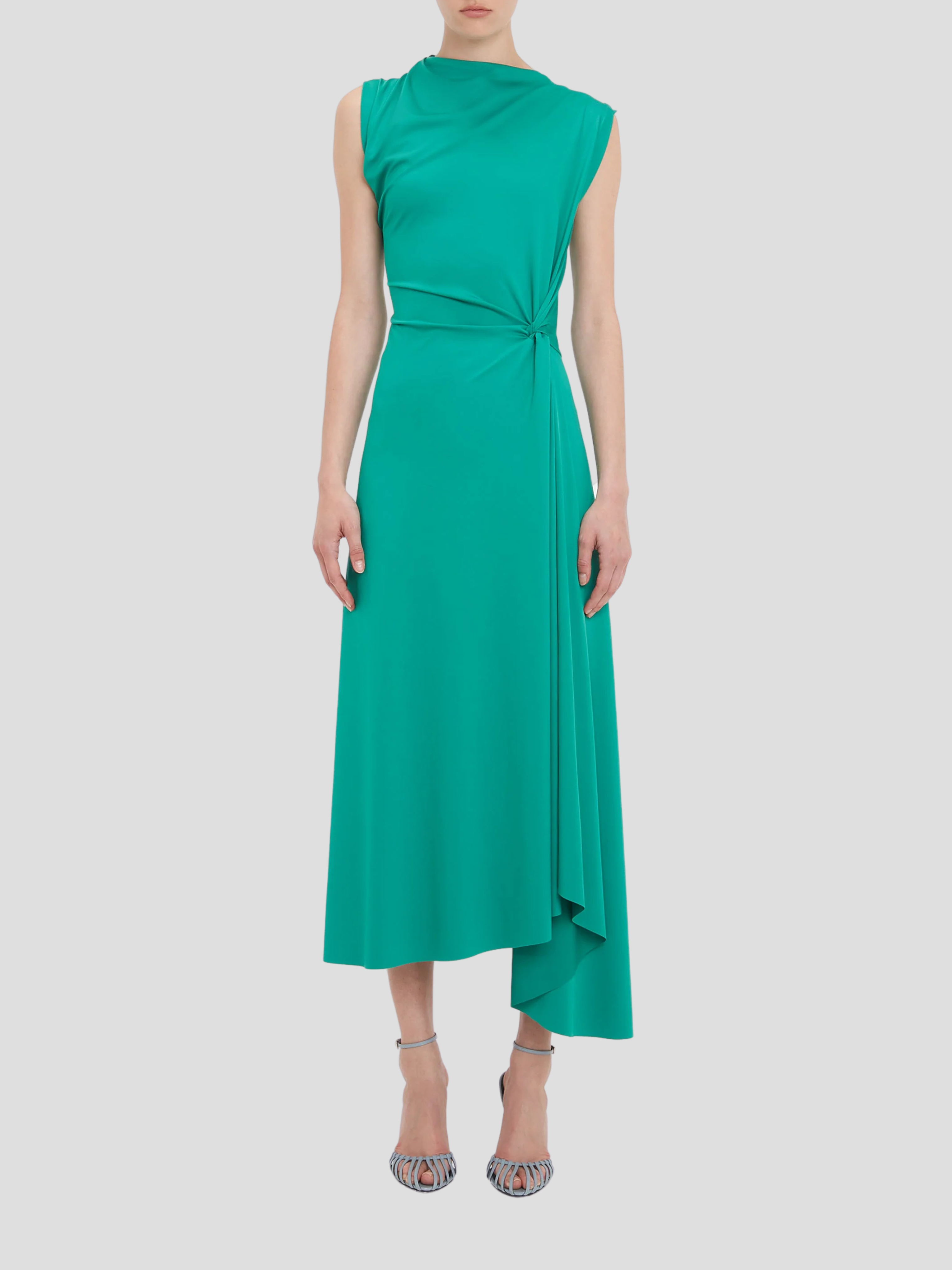 Asymmetric Drape Midi Dress in Peacock UK6 Asymmetric Drape Midi Dress in Peacock UK6
