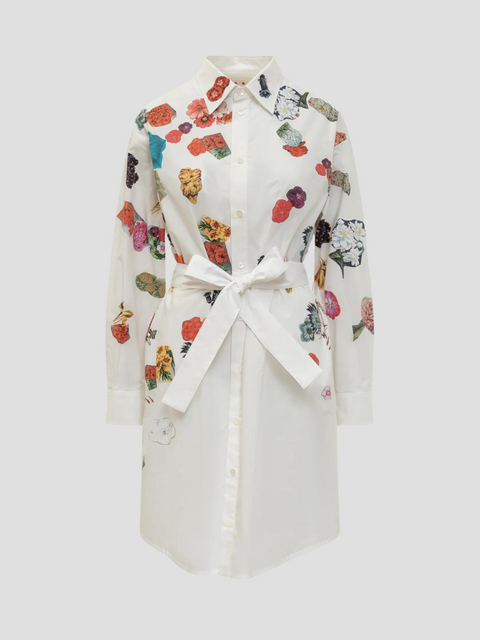 Floral Printied Belted Shirt Dress,Marni,- Fivestory New York