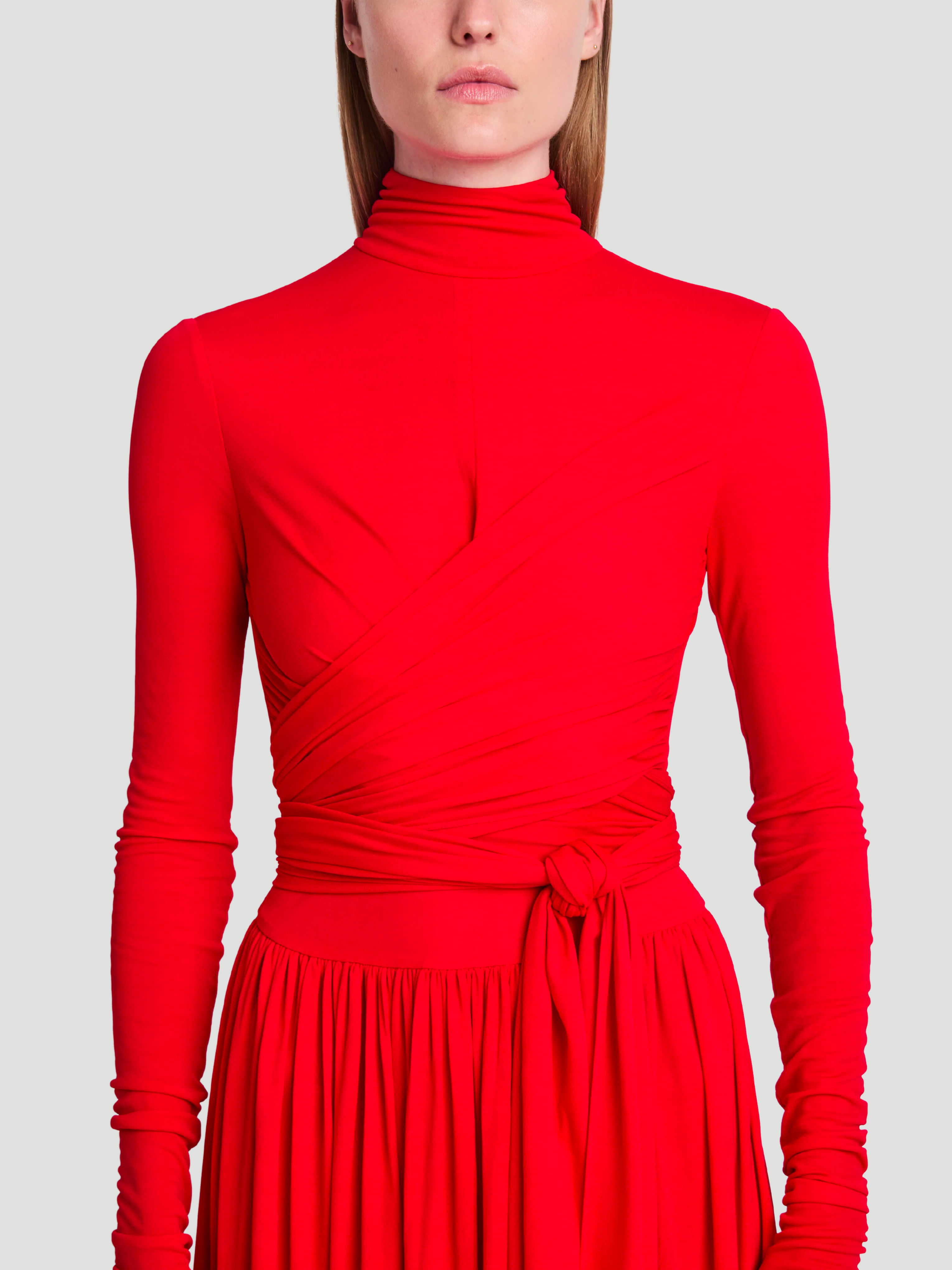 Meret Crepe Jersey Turtleneck Maxi Dress Fivestory New York