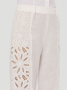 White Embroidered Straight Leg Pant,Alberta Ferretti,- Fivestory New York