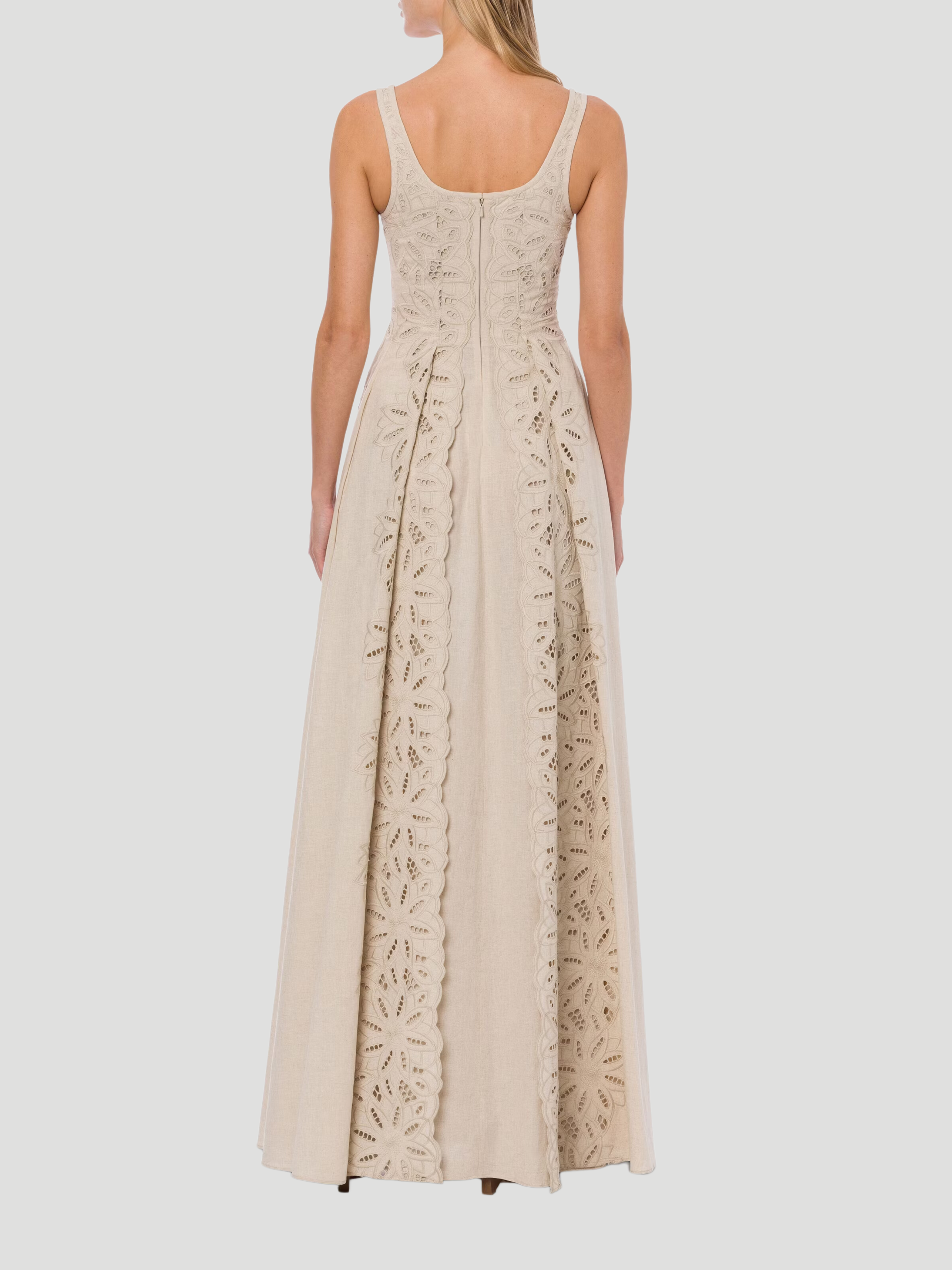 Cotton Linen Embroidered Maxi Dress,Alberta Ferretti,- Fivestory New York