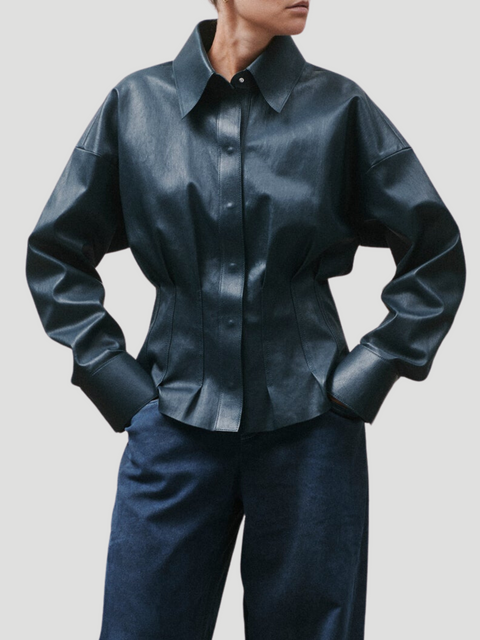 Samara Structured Shirt in Navy,STOULS,- Fivestory New York