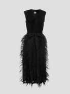 Elizabeth Feather Midi Dress in Black,Huishan Zhang,- Fivestory New York