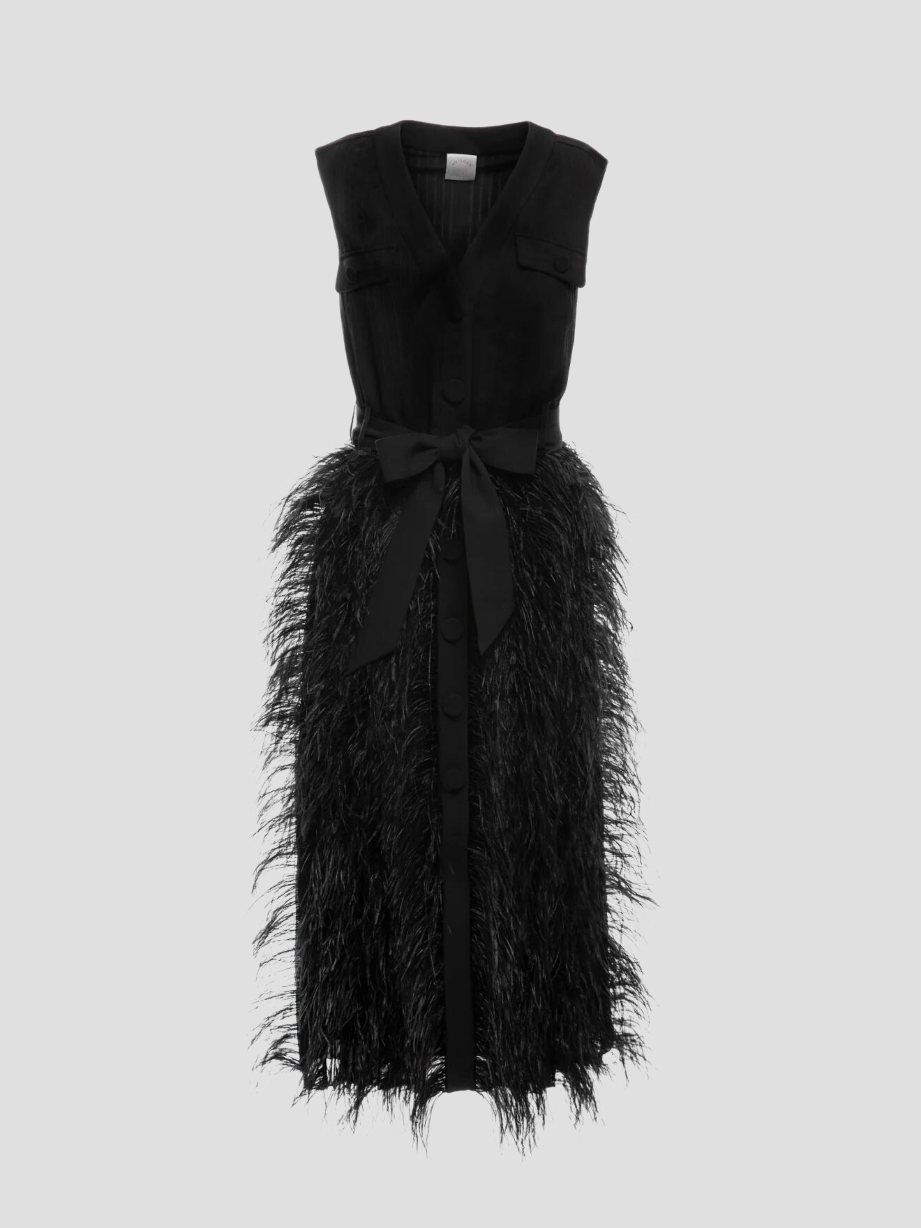 Elizabeth Feather Midi Dress in Black,Huishan Zhang,- Fivestory New York