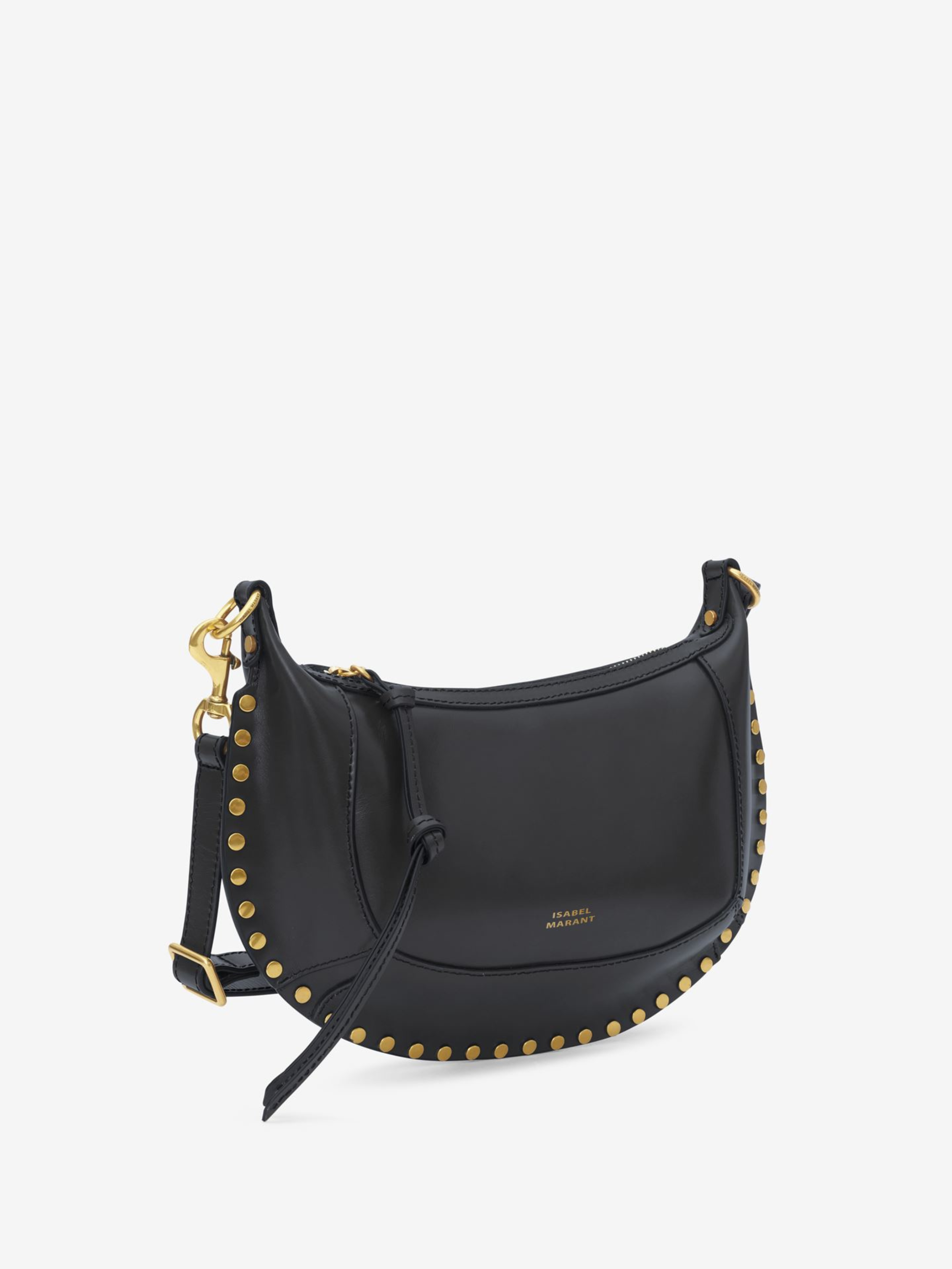 Isabel Marant Black Leather Oskan Moon Shoulder Bag