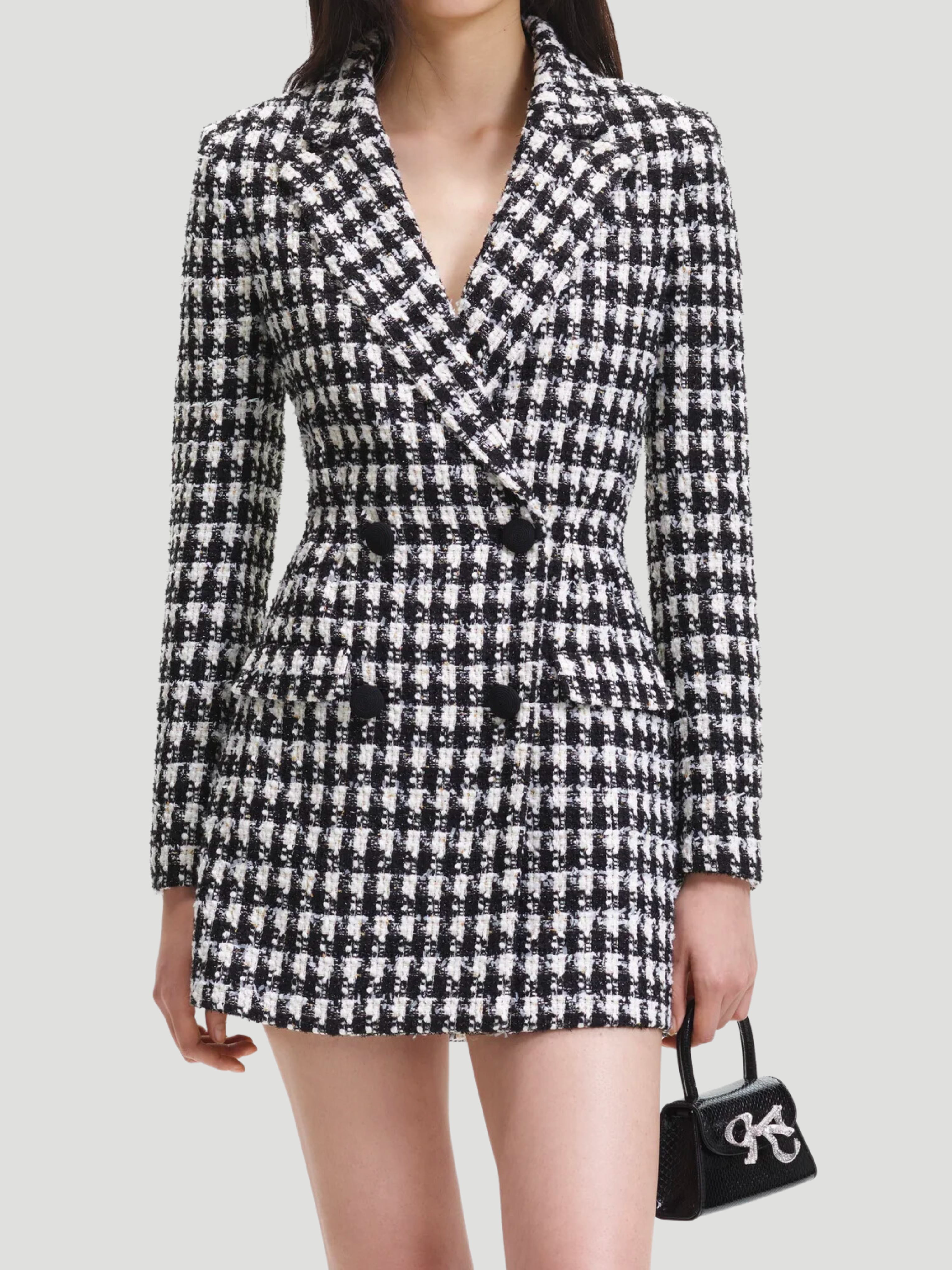 White black check sales dress