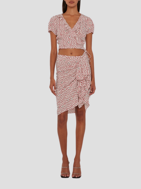 Heart Printed Mini Ruffle Skirt,ROTATE Birger Christensen,- Fivestory New York