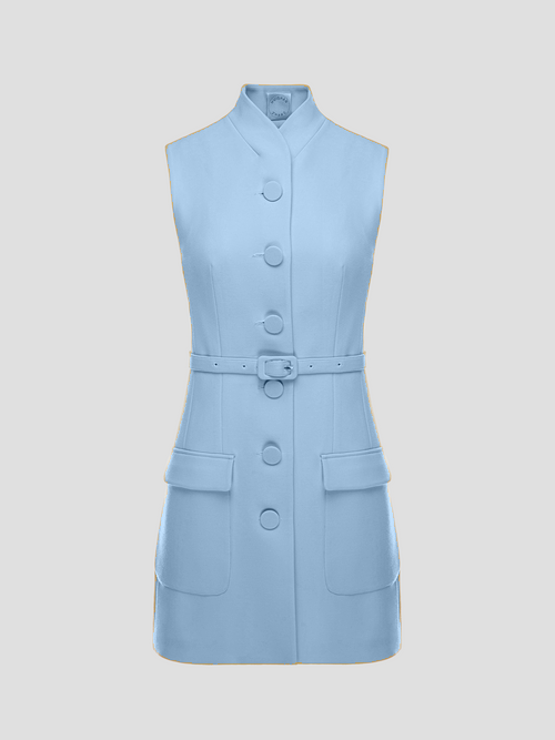 Sky Blue Page Sleeveless Jacket,Huishan Zhang,- Fivestory New York