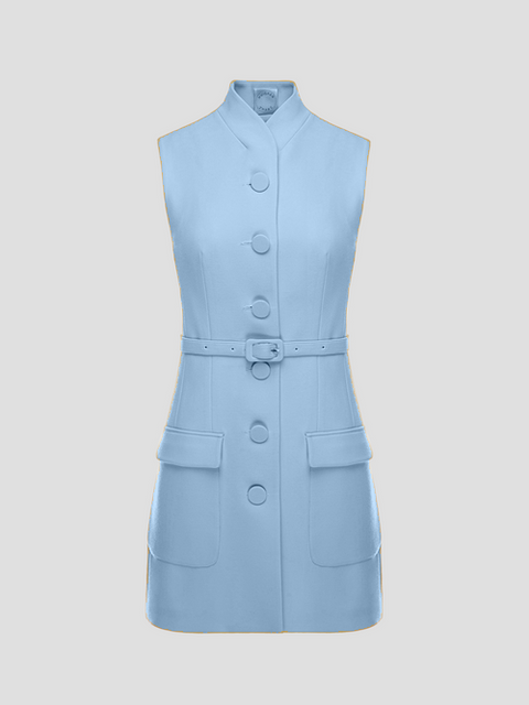 Sky Blue Page Sleeveless Jacket,Huishan Zhang,- Fivestory New York