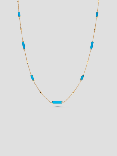 Lucia Turquoise & Gold Elongated Hexagon Long Necklace,Sara Weinstock,- Fivestory New York