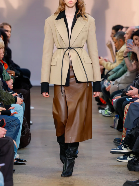 Chestnut Nappa Leather Midi Skirt,PROENZA SCHOULER,- Fivestory New York