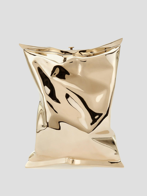 Gold Crisp Packet Clutch with Chain,Anya Hindmarch,- Fivestory New York
