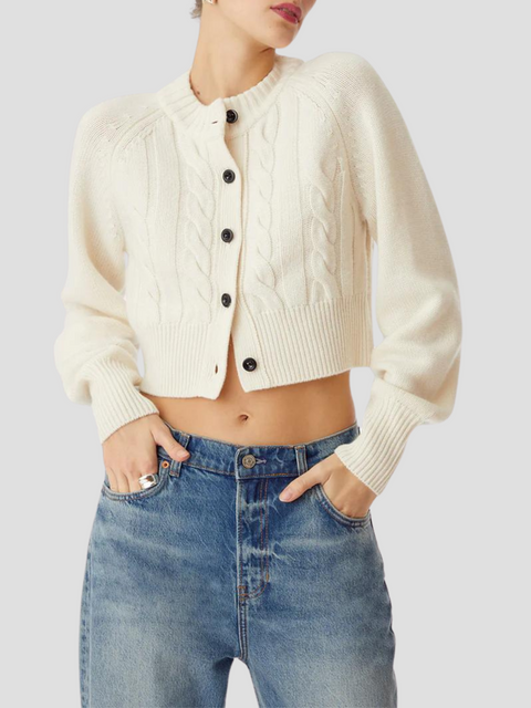 Rita Cropped Cardigan in Ivory,Toccin,- Fivestory New York