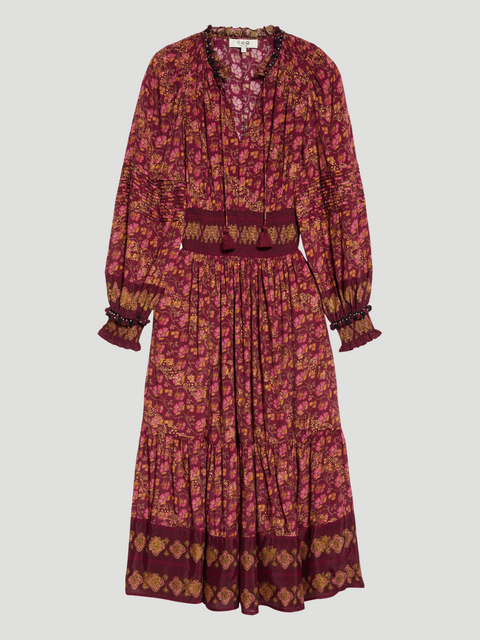 Giulia Print Long Sleeve Maxi Dress,Sea,- Fivestory New York