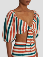 Brown Green Thaia Ikat Stripes Top,Emporio Sirenuse,- Fivestory New York