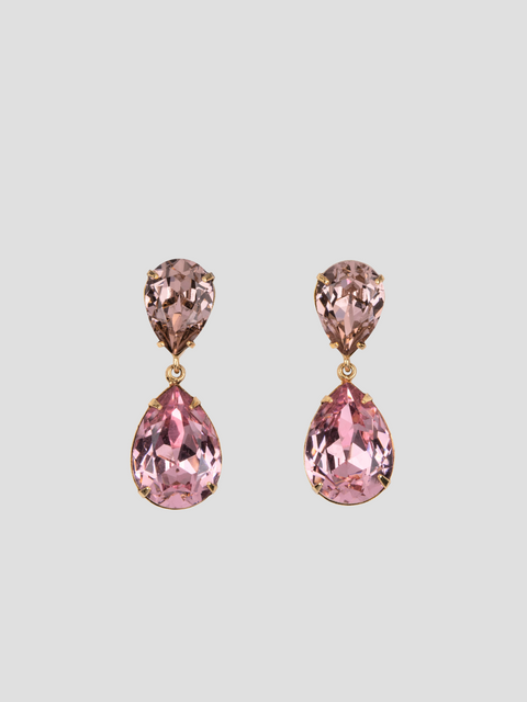 Judy Rose Gold Plated Double Pear Cut Swarovski Crystal Drop Earrings,JENNIFER BEHR,- Fivestory New York