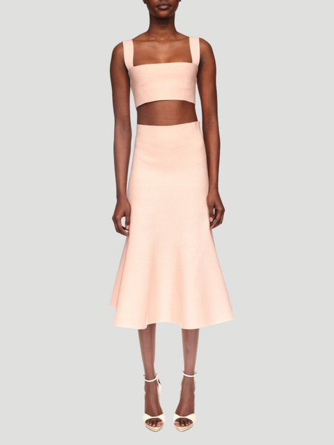 Peach Fit And Flare Skirt,VICTORIA BECKHAM,- Fivestory New York