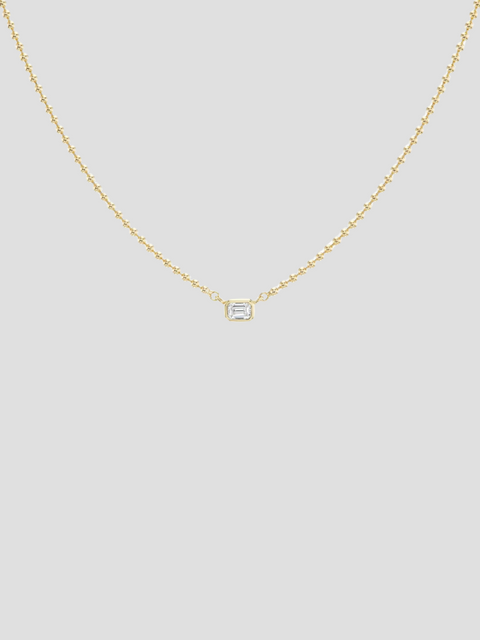 Solitaire Caviar Necklace- Emerald 
Cut,Emily Weld Collins,- Fivestory New York