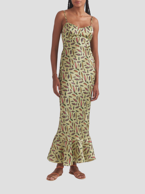 Mimi-B Green Slip Maxi Dress,SALONI,- Fivestory New York