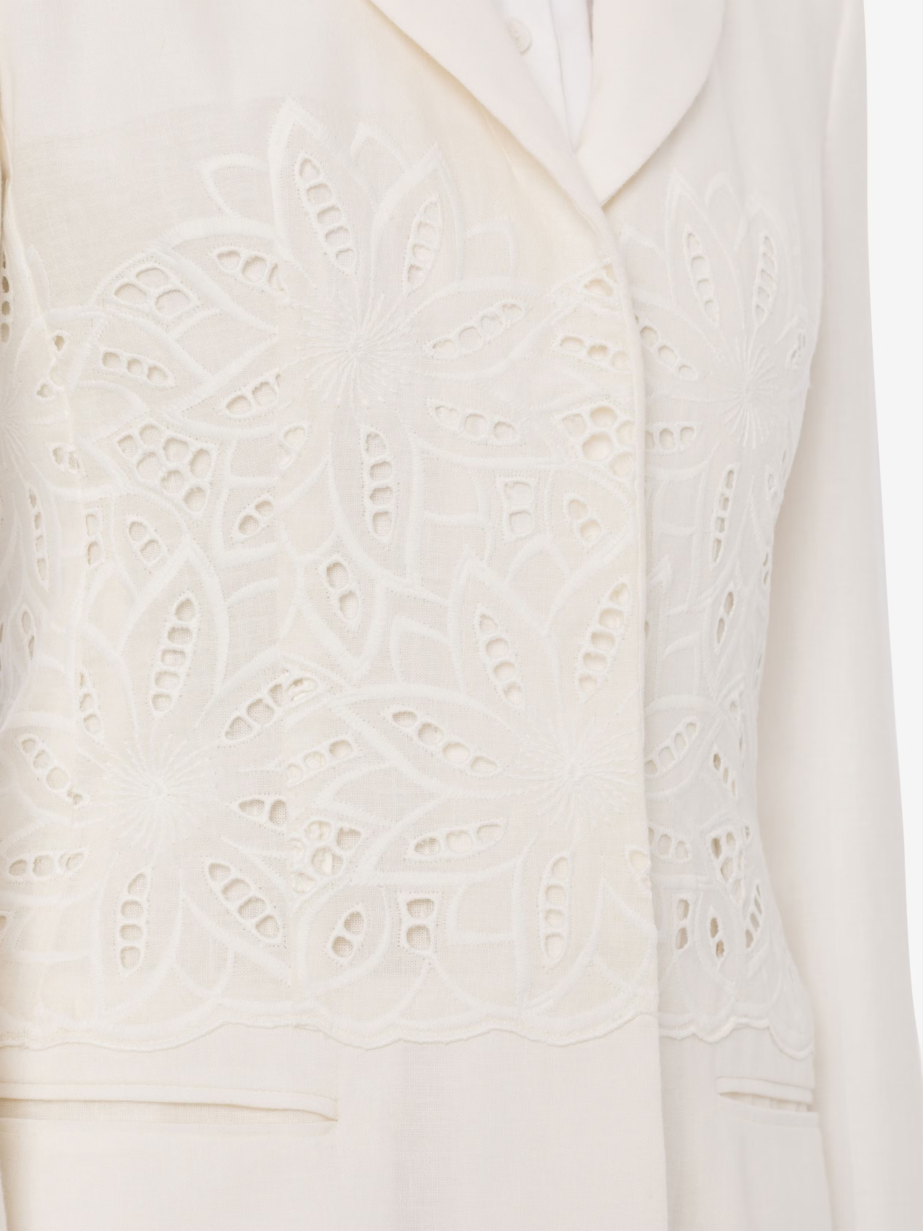 White Embroidered Jacket,Alberta Ferretti,- Fivestory New York