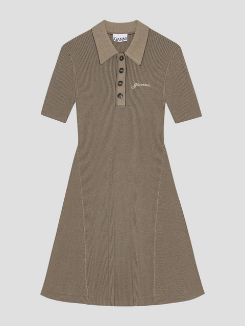 Melange Short Sleeve Knit Mini Dress,Ganni,- Fivestory New York