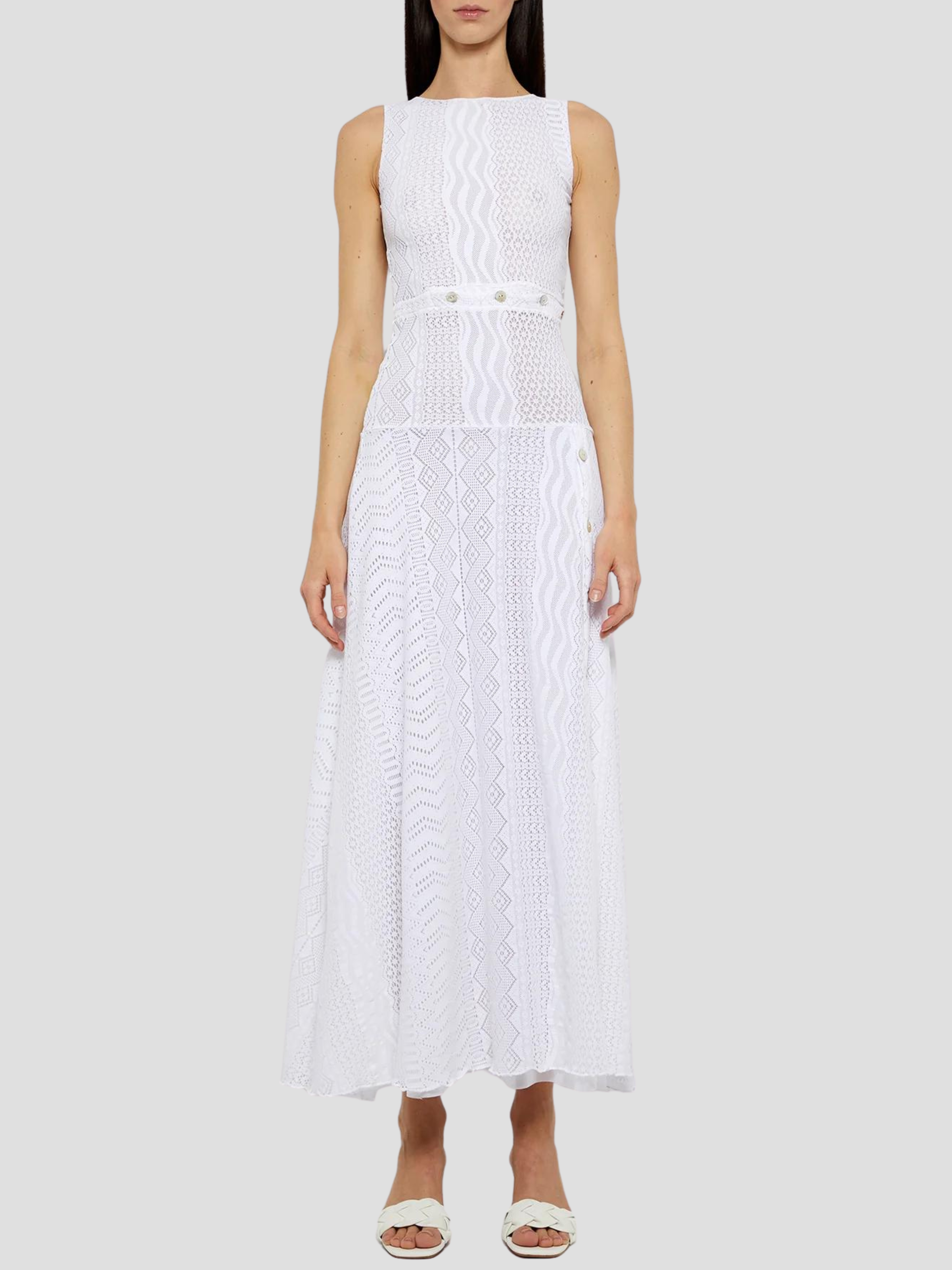 Express, Lace Tie Back Side Cutout Midi Dress in White