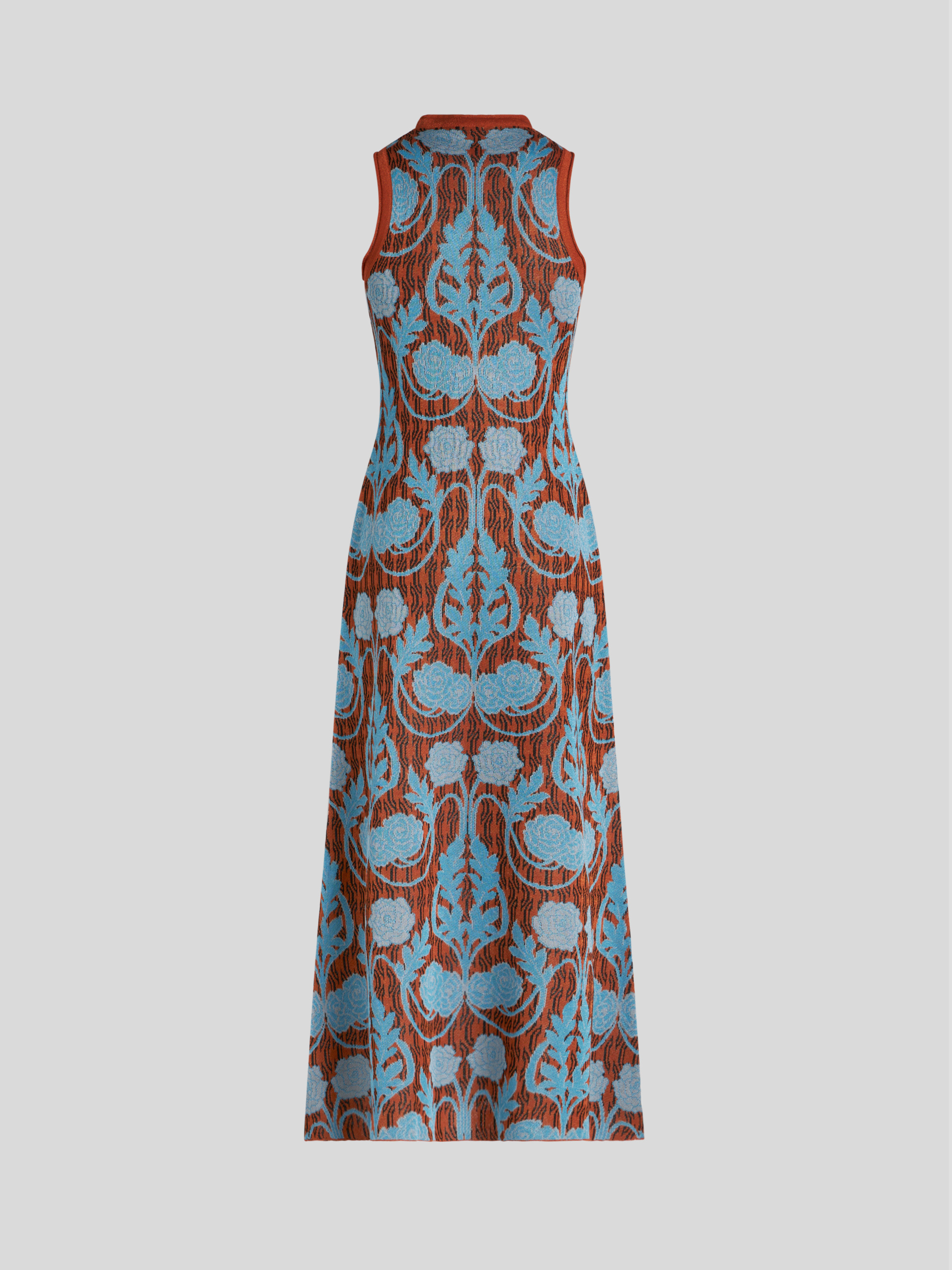 Brown and Blue Printed Sleeveless Midi Dress,Etro,- Fivestory New York