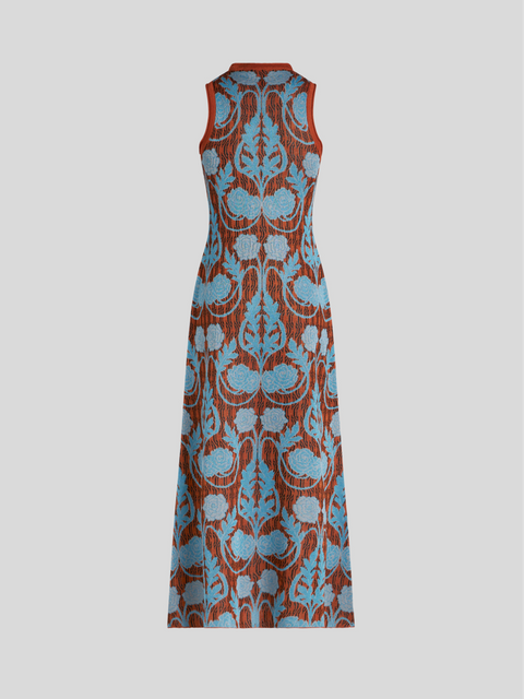 Brown and Blue Printed Sleeveless Midi Dress,Etro,- Fivestory New York