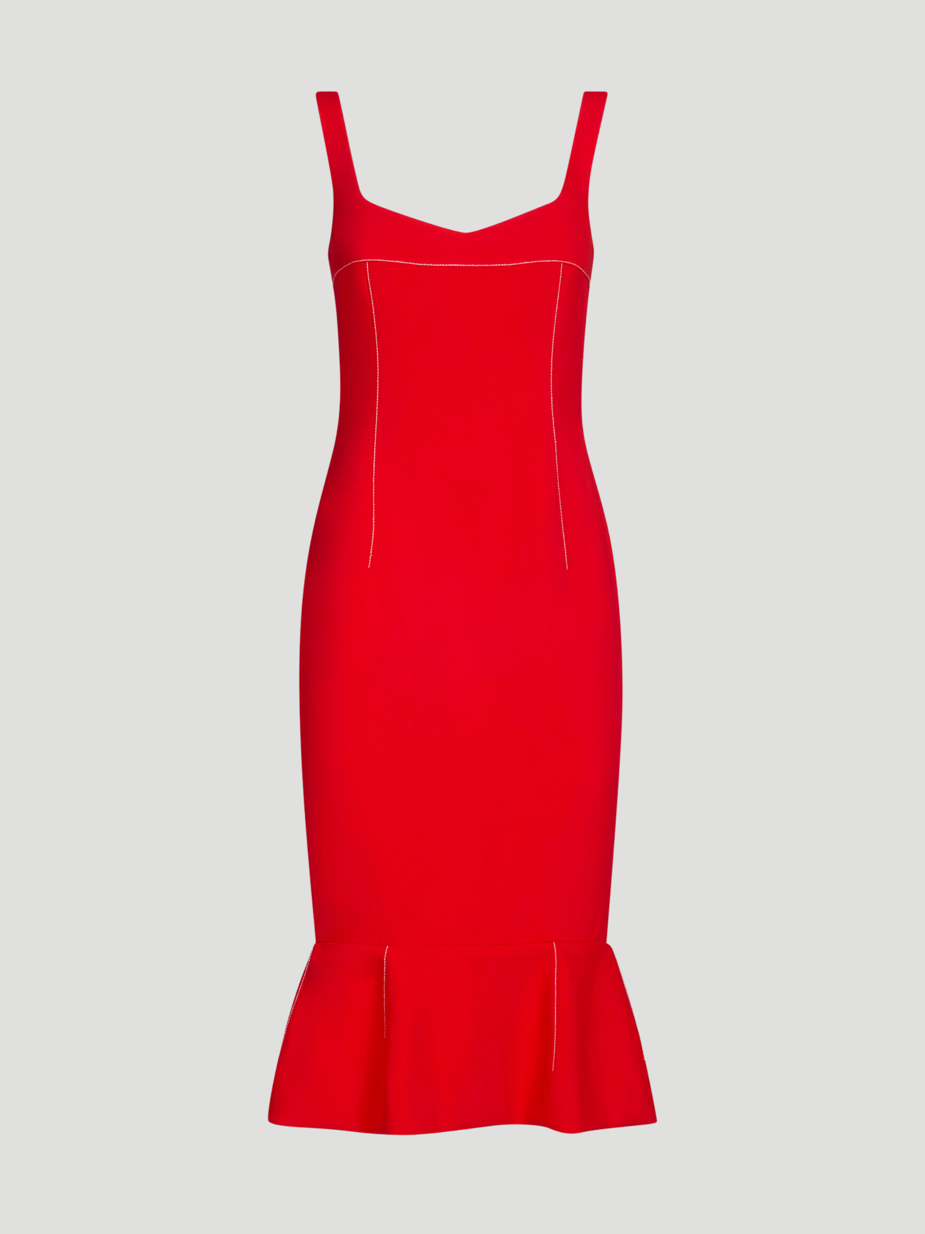 Red Cady Sheath Dress with Flounce Hem,MARNI,- Fivestory New York