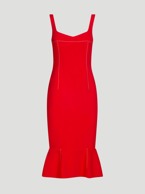 Red Cady Sheath Dress with Flounce Hem,MARNI,- Fivestory New York
